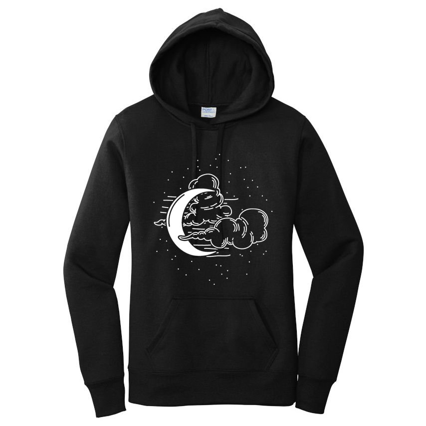Crescent Moon Stars Dark Goth Gothic Witchcraft Occult Wicca Cool Gift Women's Pullover Hoodie
