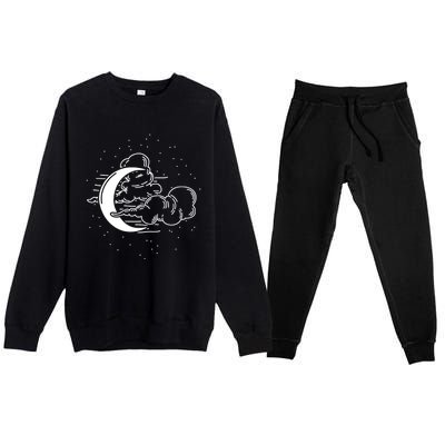 Crescent Moon Stars Dark Goth Gothic Witchcraft Occult Wicca Cool Gift Premium Crewneck Sweatsuit Set