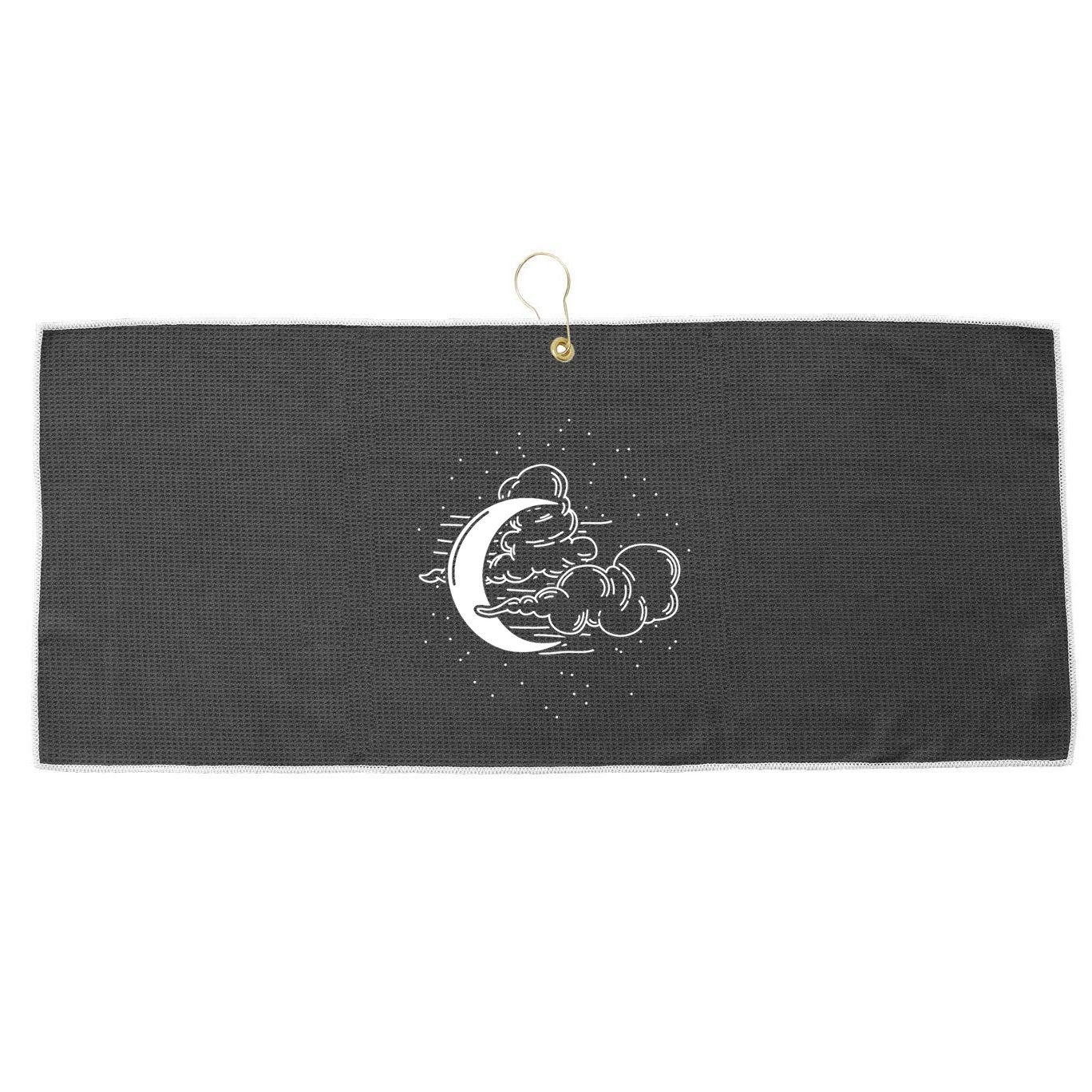 Crescent Moon Stars Dark Goth Gothic Witchcraft Occult Wicca Cool Gift Large Microfiber Waffle Golf Towel