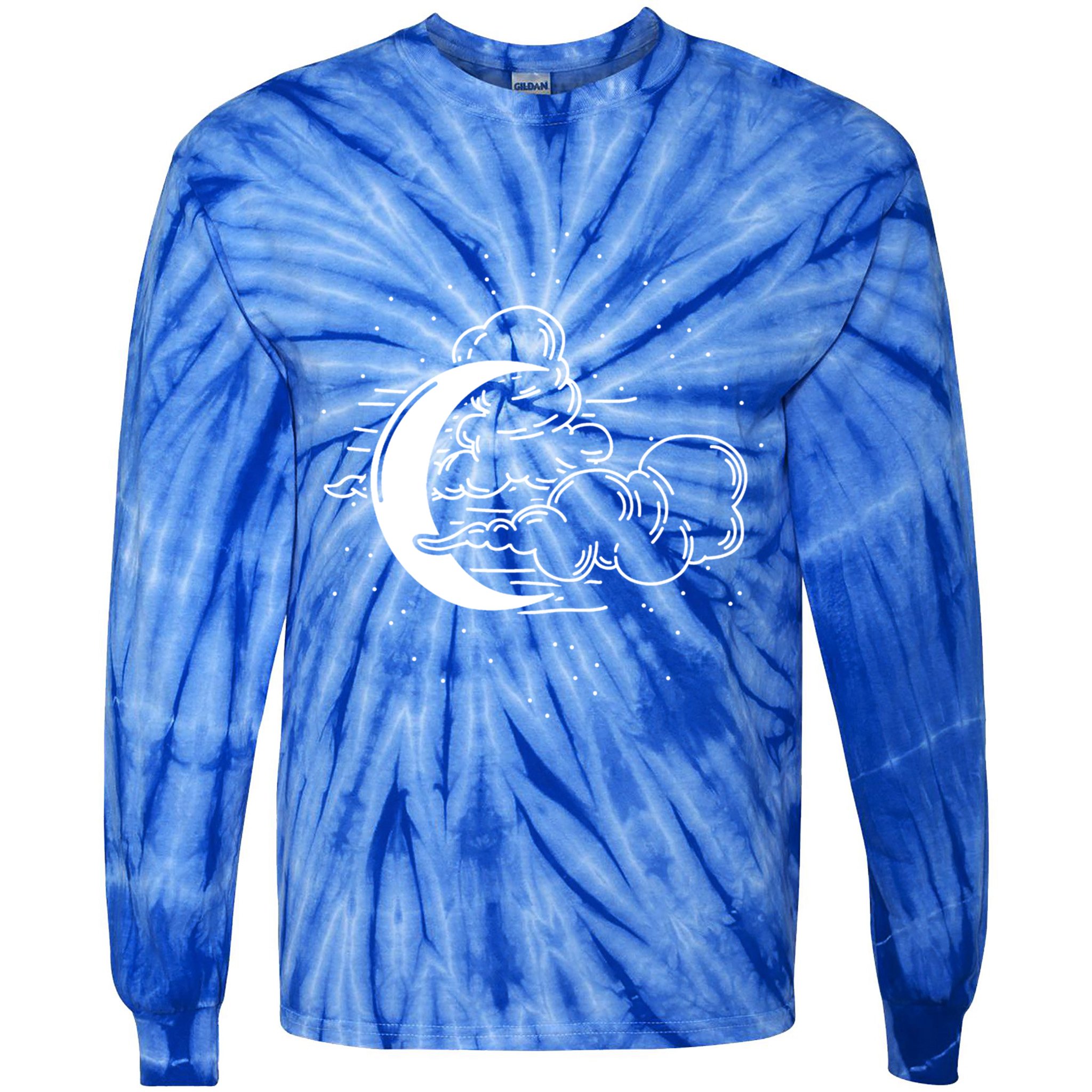 Crescent Moon Stars Dark Goth Gothic Witchcraft Occult Wicca Cool Gift Tie-Dye Long Sleeve Shirt