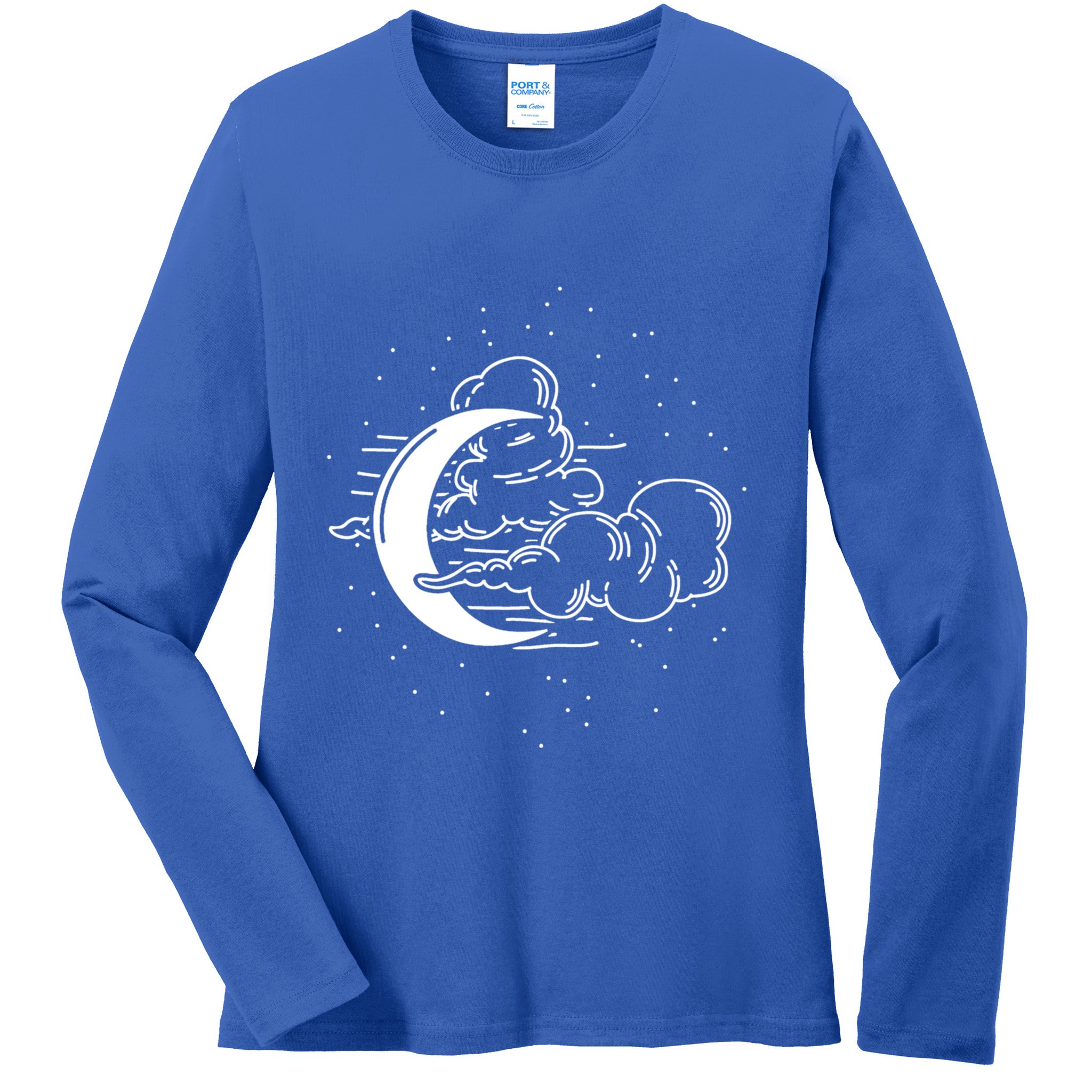Crescent Moon Stars Dark Goth Gothic Witchcraft Occult Wicca Cool Gift Ladies Long Sleeve Shirt