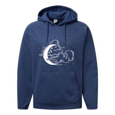 Crescent Moon Stars Dark Goth Gothic Witchcraft Occult Wicca Cool Gift Performance Fleece Hoodie