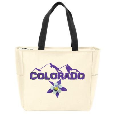 Colorado Mountain Silhouette Columbine State Flower T Zip Tote Bag