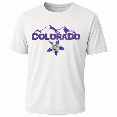 Colorado Mountain Silhouette Columbine State Flower T Performance Shirt
