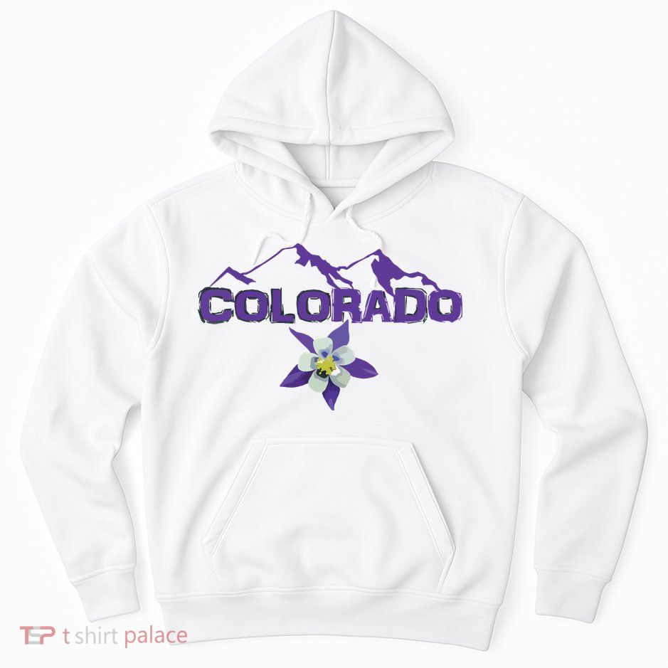 Colorado Mountain Silhouette Columbine State Flower T Hoodie