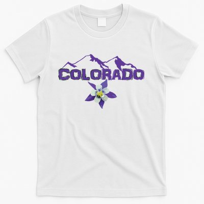 Colorado Mountain Silhouette Columbine State Flower T T-Shirt