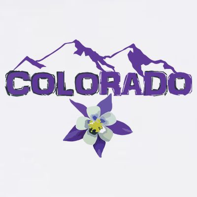 Colorado Mountain Silhouette Columbine State Flower T T-Shirt