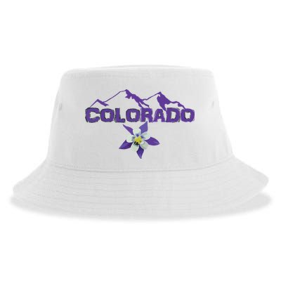 Colorado Mountain Silhouette Columbine State Flower T Sustainable Bucket Hat