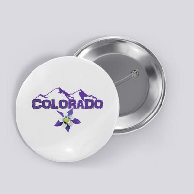 Colorado Mountain Silhouette Columbine State Flower T Button