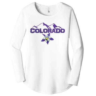 Colorado Mountain Silhouette Columbine State Flower T Women's Perfect Tri Tunic Long Sleeve Shirt