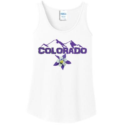 Colorado Mountain Silhouette Columbine State Flower T Ladies Essential Tank