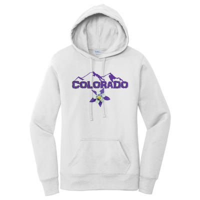 Colorado Mountain Silhouette Columbine State Flower T Women's Pullover Hoodie