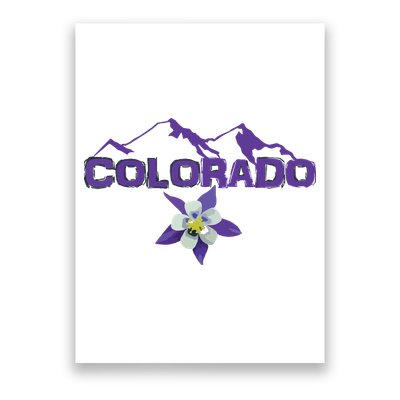 Colorado Mountain Silhouette Columbine State Flower T Poster