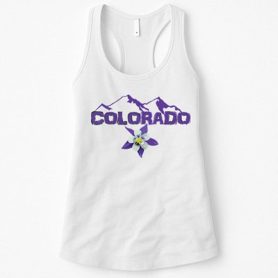 Colorado Mountain Silhouette Columbine State Flower T Womens Tank Top
