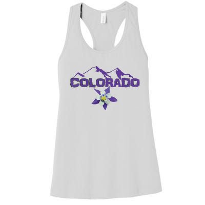 Colorado Mountain Silhouette Columbine State Flower T Women's Racerback Tank