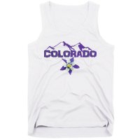 Colorado Mountain Silhouette Columbine State Flower T Tank Top
