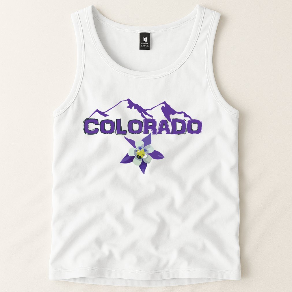 Colorado Mountain Silhouette Columbine State Flower T Tank Top