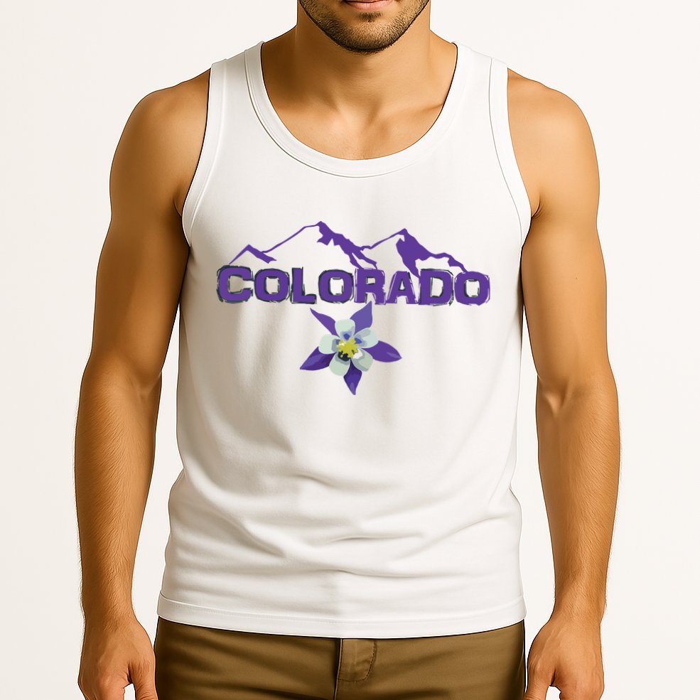 Colorado Mountain Silhouette Columbine State Flower T Tank Top