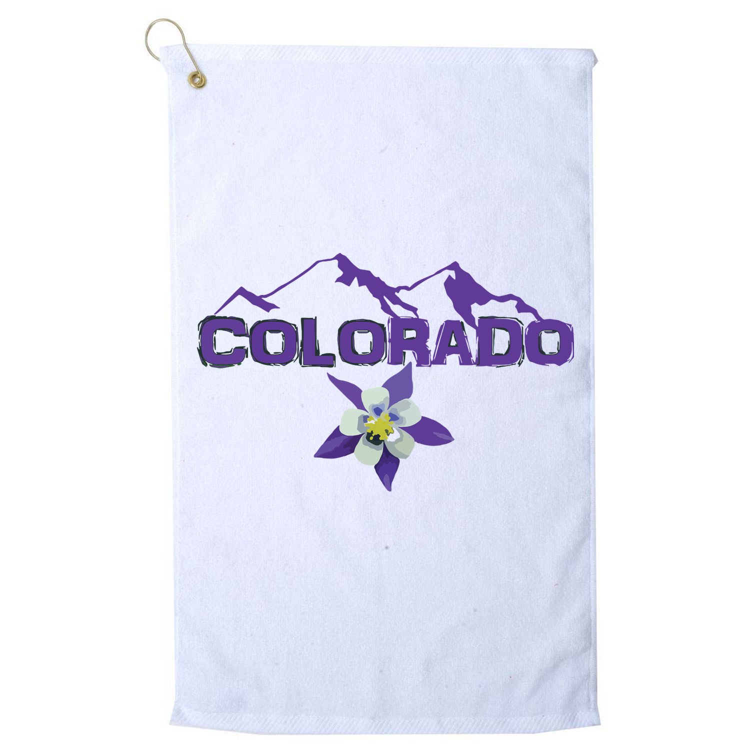 Colorado Mountain Silhouette Columbine State Flower T Golf Towel