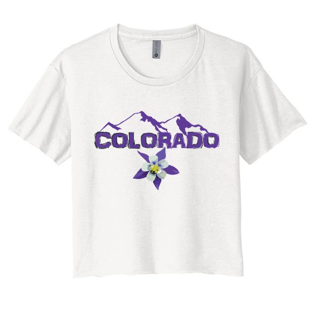 Colorado Mountain Silhouette Columbine State Flower T Crop Top
