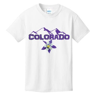 Colorado Mountain Silhouette Columbine State Flower T Kids T-Shirt