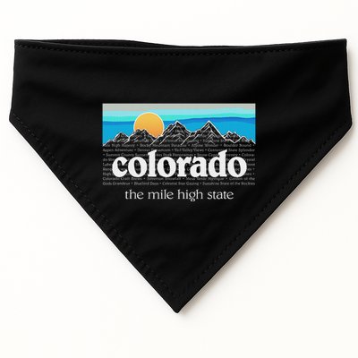 Colorado Mountains Sunset Graphic Design Colorado USA-Made Doggie Bandana