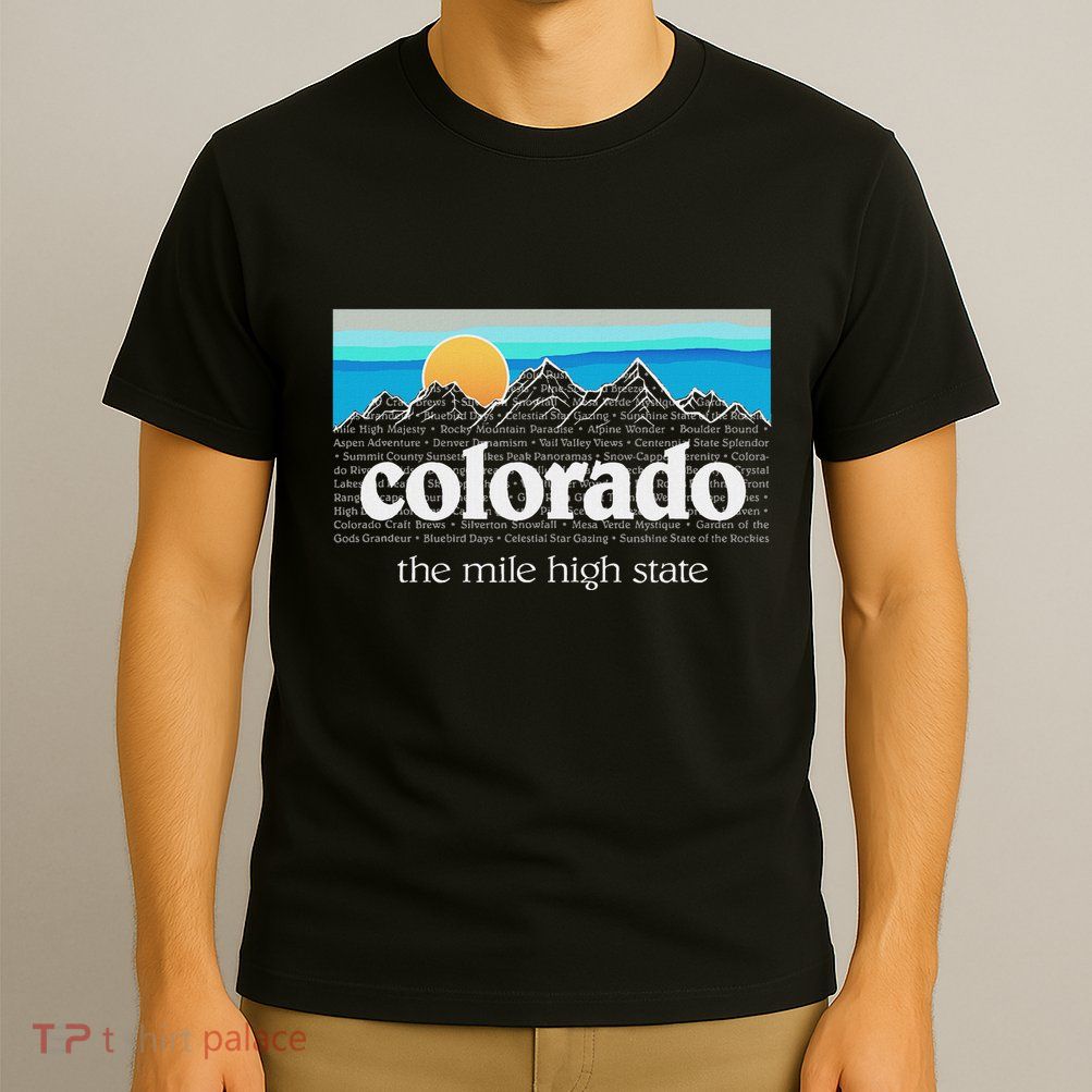 Colorado Mountains Sunset Graphic Design Colorado T-Shirt