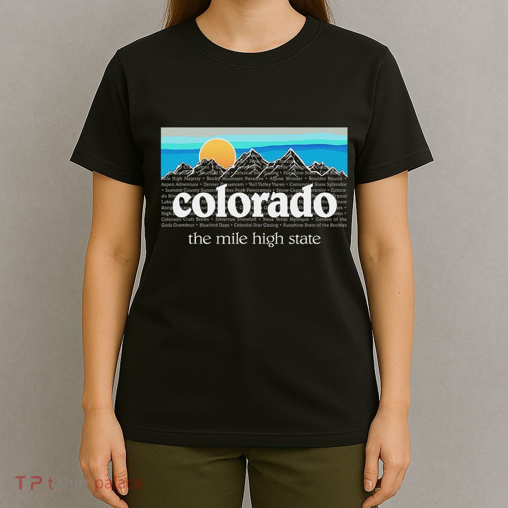 Colorado Mountains Sunset Graphic Design Colorado T-Shirt