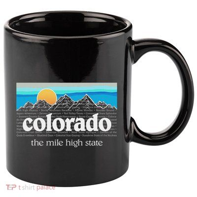 Colorado Mountains Sunset Graphic Design Colorado 11oz C Handle Ceramic Mug