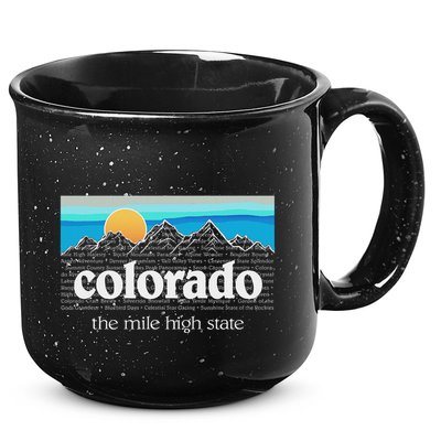 Colorado Mountains Sunset Graphic Design Colorado 15oz Campfire Ceramic Mug