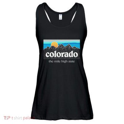 Colorado Mountains Sunset Graphic Design Colorado Ladies Essential Flowy Tank