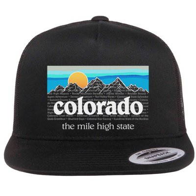 Colorado Mountains Sunset Graphic Design Colorado Flatbill Hat