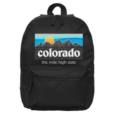 Colorado Mountains Sunset Graphic Design Colorado 16 in Basic Backpack