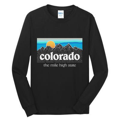 Colorado Mountains Sunset Graphic Design Colorado Tall Long Sleeve T-Shirt