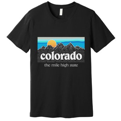 Colorado Mountains Sunset Graphic Design Colorado Premium T-Shirt
