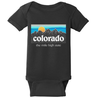 Colorado Mountains Sunset Graphic Design Colorado Baby Bodysuit