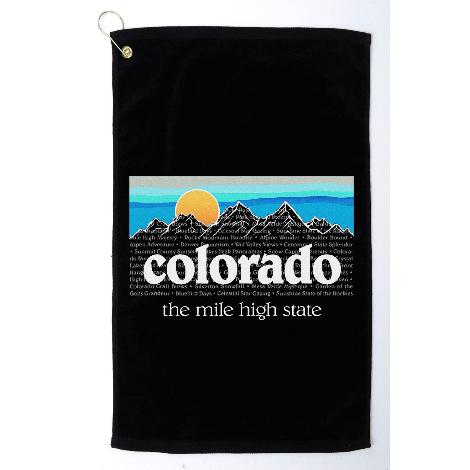 Colorado Mountains Sunset Graphic Design Colorado Golf Towel