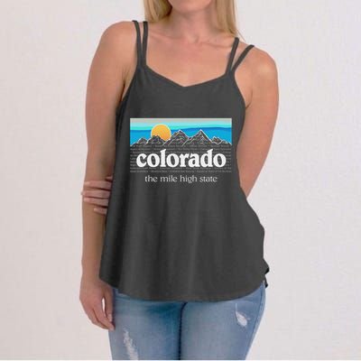 Colorado Mountains Sunset Graphic Design Colorado Women's Strappy Tank