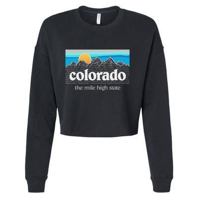 Colorado Mountains Sunset Graphic Design Colorado Cropped Pullover Crew