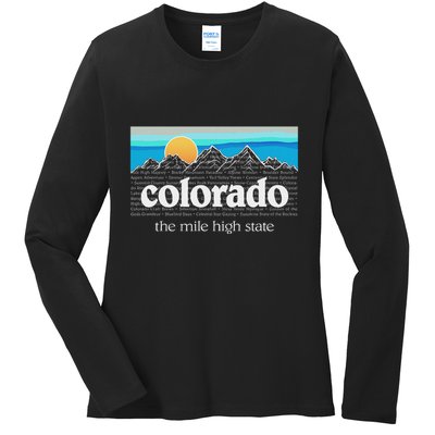 Colorado Mountains Sunset Graphic Design Colorado Ladies Long Sleeve Shirt