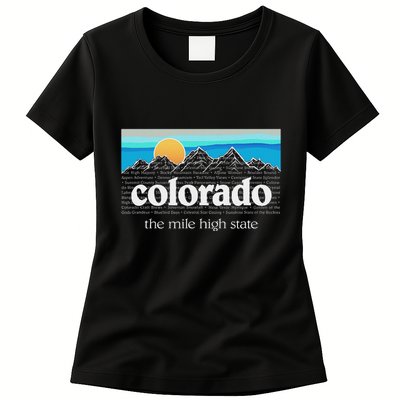 Colorado Mountains Sunset Graphic Design Colorado Womens T-Shirt