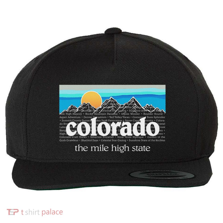 Colorado Mountains Sunset Graphic Design Colorado Wool Snapback Cap