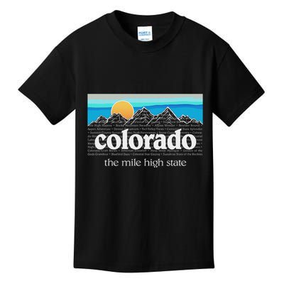 Colorado Mountains Sunset Graphic Design Colorado Kids T-Shirt