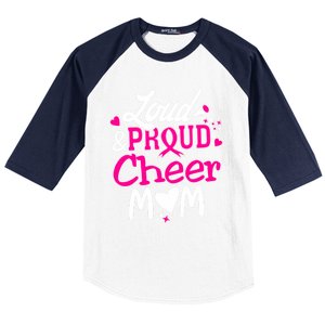 Cheer Mom Tee Pink Month Loud And Proud Cheerleading Gift Baseball Sleeve Shirt