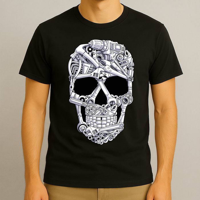 Car Mechanic Tools Skull Garage Halloween Costume Skeleton T-Shirt