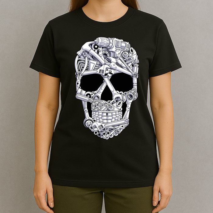 Car Mechanic Tools Skull Garage Halloween Costume Skeleton T-Shirt