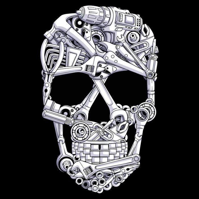 Car Mechanic Tools Skull Garage Halloween Costume Skeleton T-Shirt