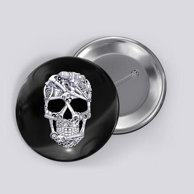 Car Mechanic Tools Skull Garage Halloween Costume Skeleton Button