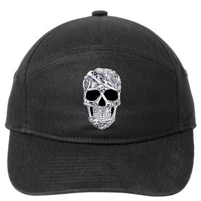 Car Mechanic Tools Skull Garage Halloween Costume Skeleton 7-Panel Snapback Hat