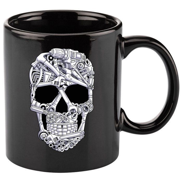Car Mechanic Tools Skull Garage Halloween Costume Skeleton 11oz C Handle Ceramic Mug